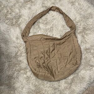 Faire Quilted Tan Shoulder Bag